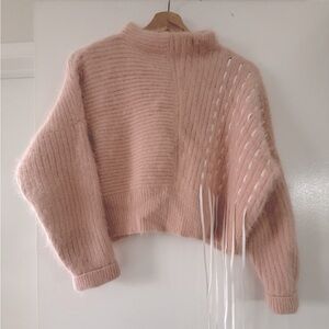 Crop sweater rabbit hair pinky dust size S